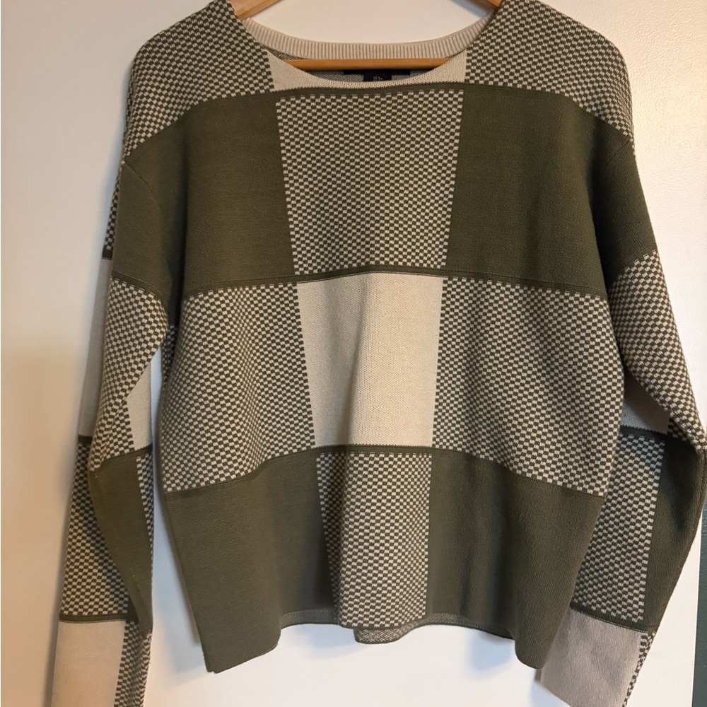 Tahari Check Block Knit Sweater